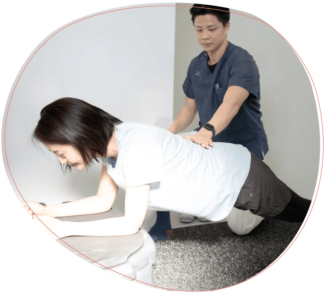 再発予防のトレーニング指導の様子